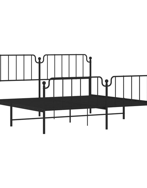 Încărcați imaginea în vizualizatorul Galerie, Cadru pat metalic cu tăblii de cap/picioare , negru, 193x203 cm - Lando
