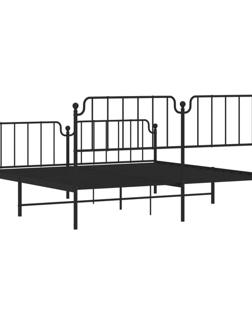 Încărcați imaginea în vizualizatorul Galerie, Cadru pat metalic cu tăblii de cap/picioare , negru, 193x203 cm - Lando
