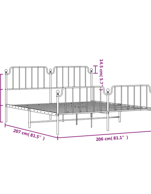Încărcați imaginea în vizualizatorul Galerie, Cadru pat metalic cu tăblii de cap/picioare, negru, 200x200 cm - Lando

