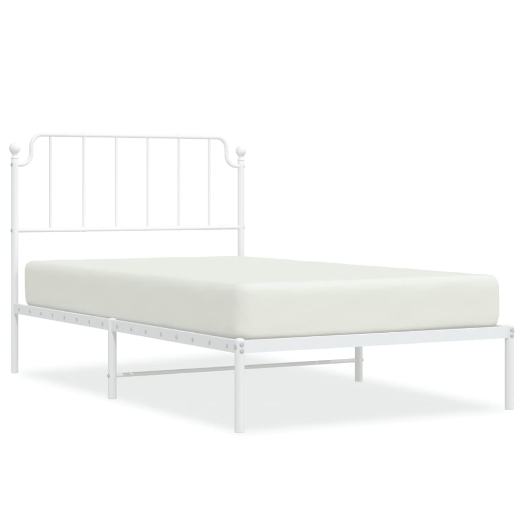 Cadru de pat din metal cu tăblie, alb, 107x203 cm - Lando