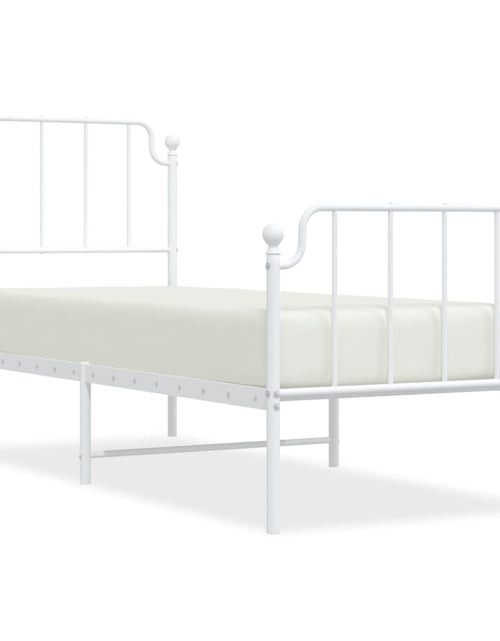 Încărcați imaginea în vizualizatorul Galerie, Cadru de pat metalic cu tăblie de cap/picioare  alb, 75x190 cm - Lando
