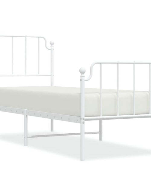 Încărcați imaginea în vizualizatorul Galerie, Cadru de pat metalic cu tăblie de cap/picioare alb, 80x200 cm - Lando
