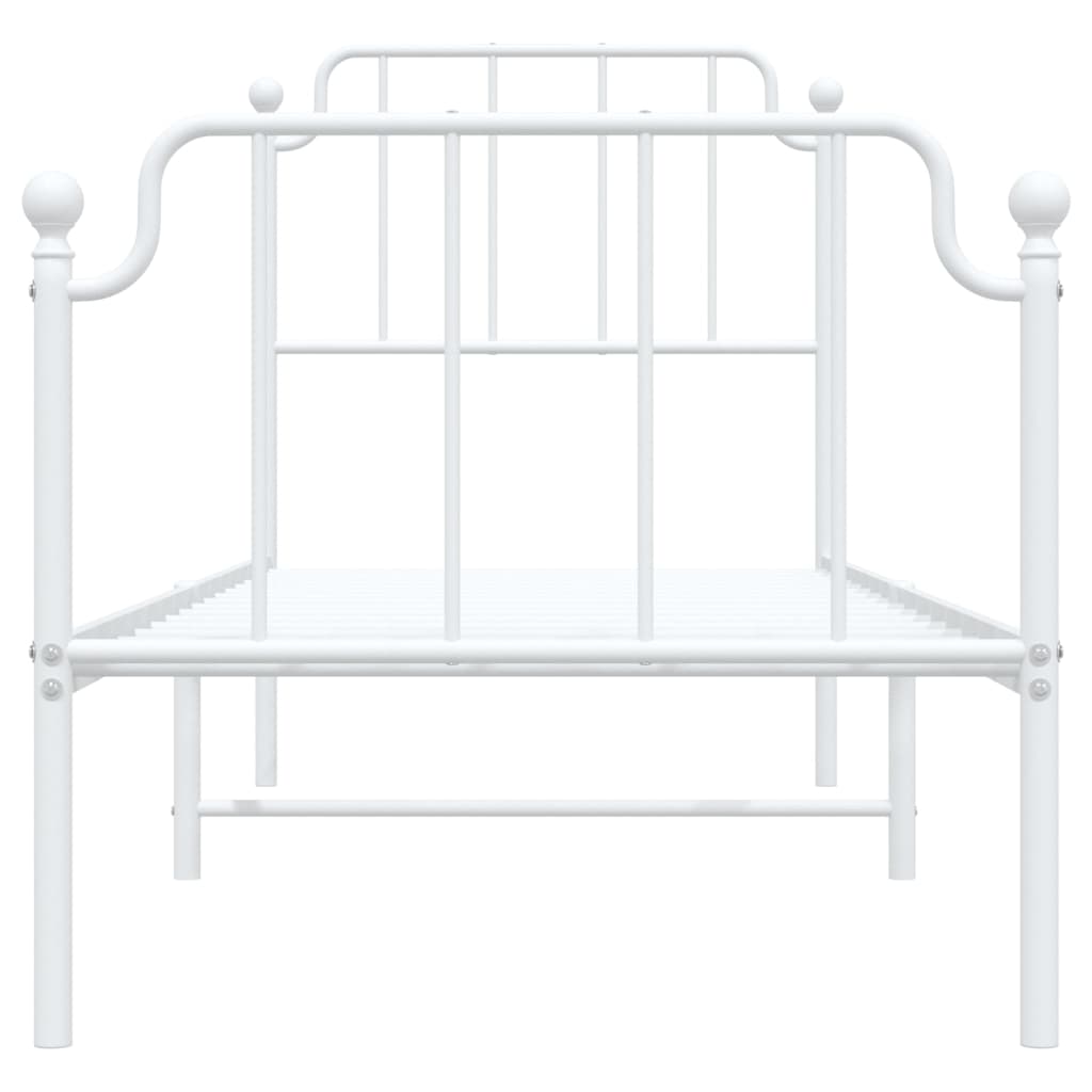 Cadru de pat metalic cu tăblie de cap/picioare alb, 80x200 cm - Lando