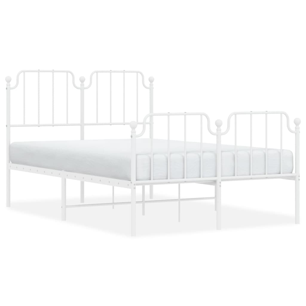 Cadru pat metalic cu tăblie de cap/picioare , alb, 120x200 cm - Lando