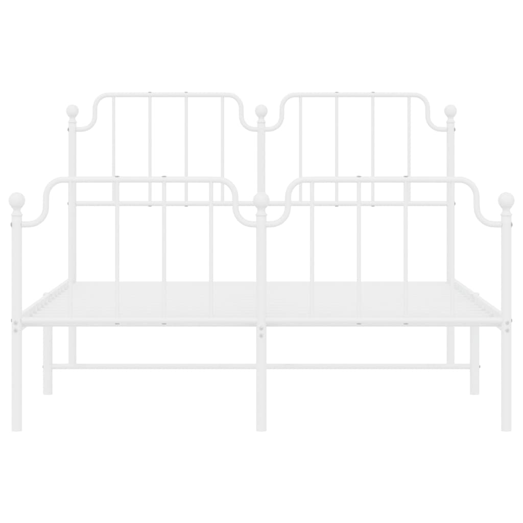 Cadru pat metalic cu tăblie de cap/picioare , alb, 150x200 cm - Lando