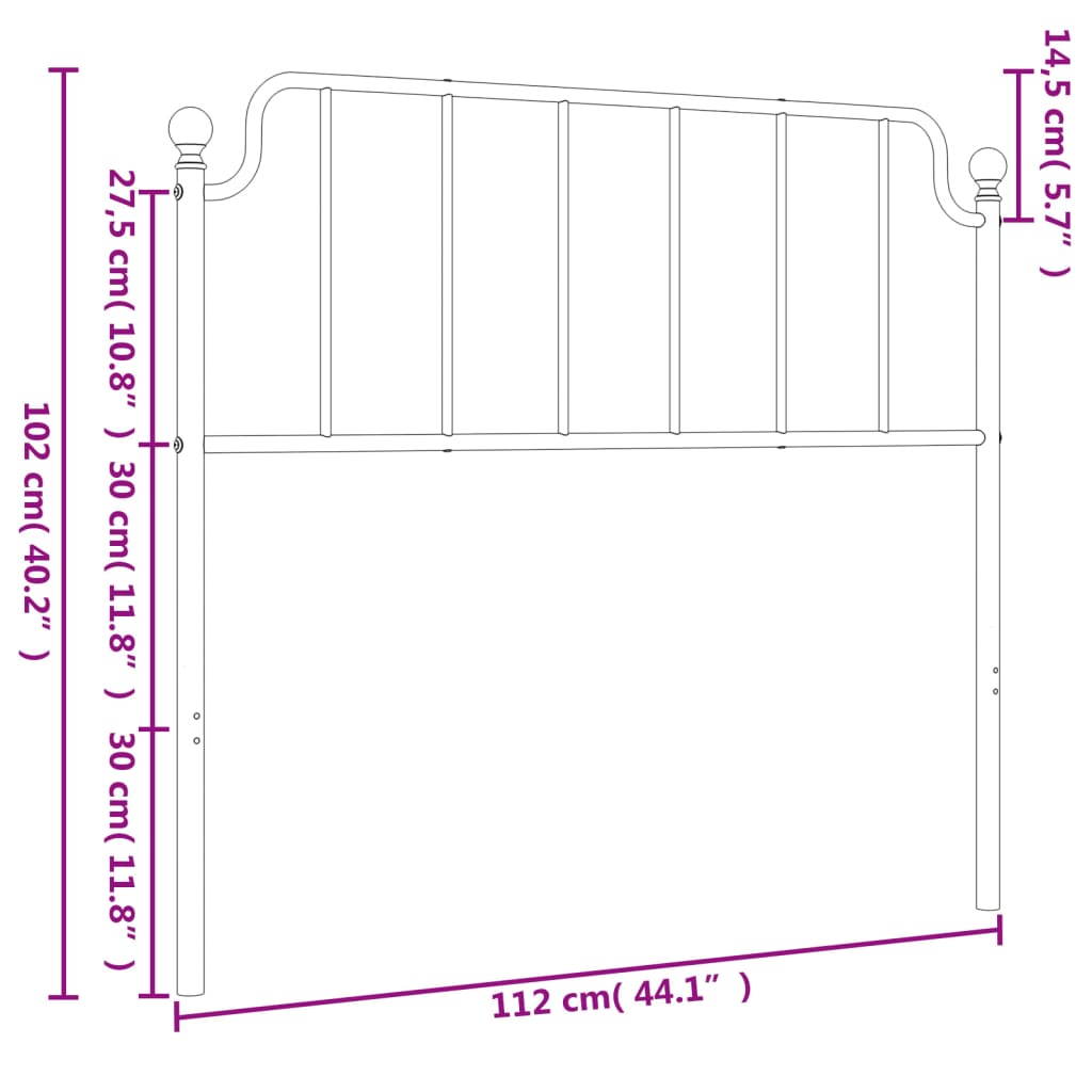 Tăblie de pat metalică, alb, 107 cm - Lando