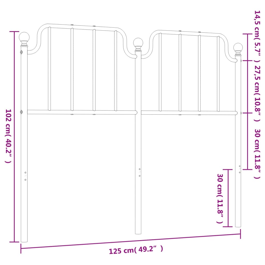 Tăblie de pat metalică, alb, 120 cm - Lando