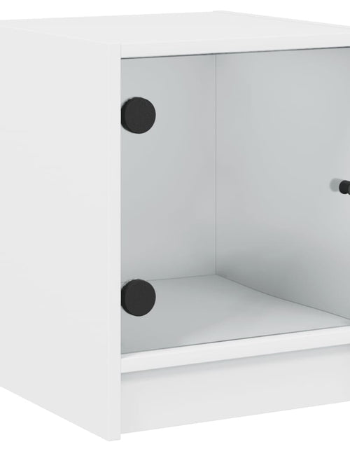 Încărcați imaginea în vizualizatorul Galerie, Noptieră cu ușă din sticlă, alb, 35x37x42 cm - Lando
