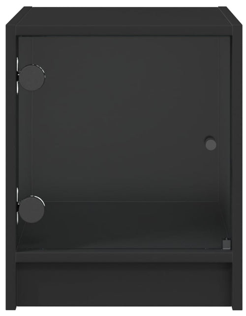 Încărcați imaginea în vizualizatorul Galerie, Noptieră cu ușă din sticlă, negru, 35x37x42 cm - Lando
