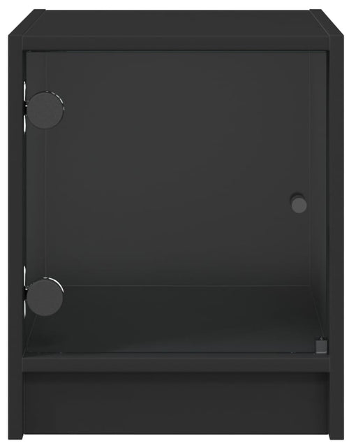 Загрузите изображение в средство просмотра галереи, Noptiere cu uși din sticlă, 2 buc., negru, 35x37x42 cm - Lando
