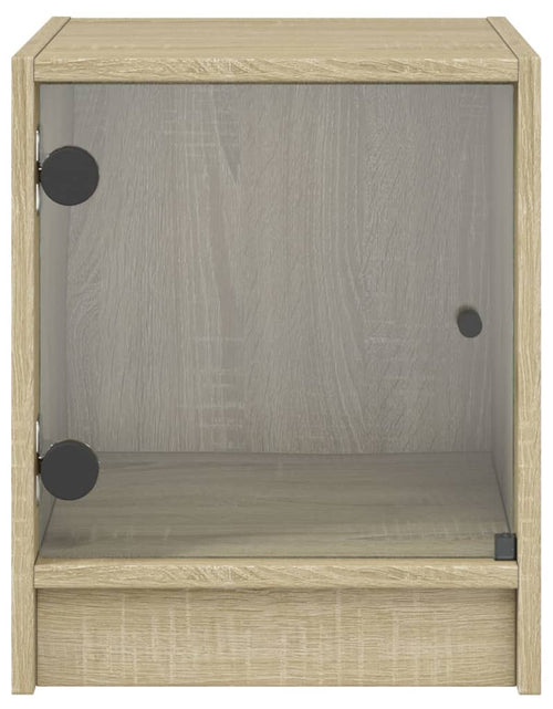 Загрузите изображение в средство просмотра галереи, Noptieră cu ușă din sticlă, stejar sonoma, 35x37x42 cm - Lando
