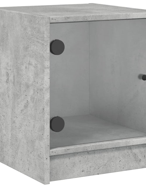 Загрузите изображение в средство просмотра галереи, Noptiere cu uși din sticlă, 2 buc., gri beton, 35x37x42 cm - Lando
