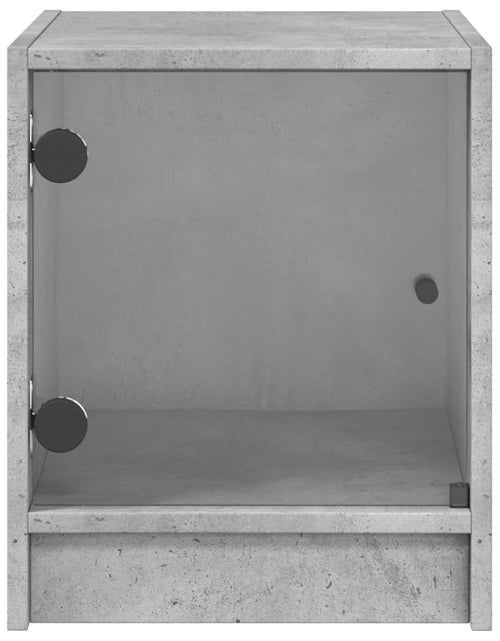 Încărcați imaginea în vizualizatorul Galerie, Noptiere cu uși din sticlă, 2 buc., gri beton, 35x37x42 cm - Lando
