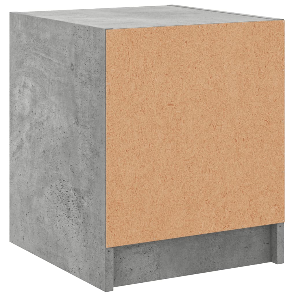 Noptiere cu uși din sticlă, 2 buc., gri beton, 35x37x42 cm - Lando