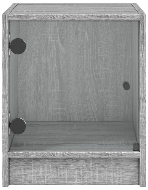 Încărcați imaginea în vizualizatorul Galerie, Noptiere cu uși din sticlă, 2 buc., gri sonoma, 35x37x42 cm - Lando

