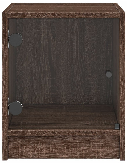 Încărcați imaginea în vizualizatorul Galerie, Noptieră cu ușă din sticlă, stejar maro, 35x37x42 cm - Lando
