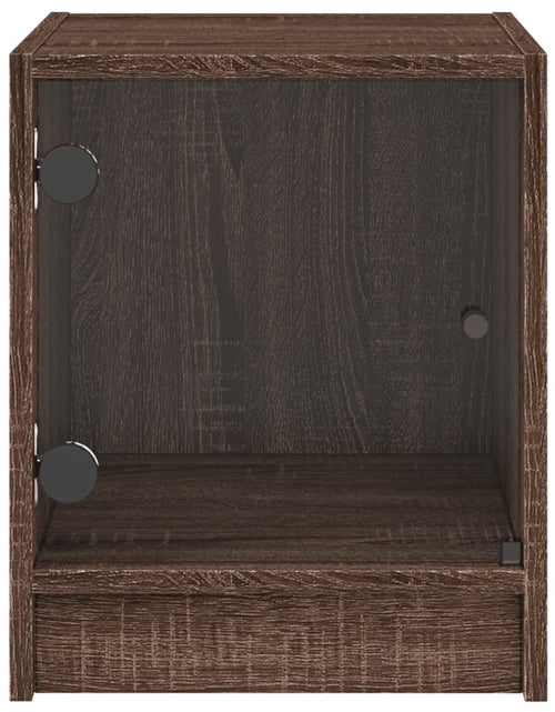 Încărcați imaginea în vizualizatorul Galerie, Noptiere cu uși din sticlă, 2 buc., stejar maro, 35x37x42 cm - Lando
