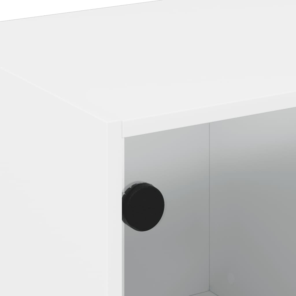 Comodă TV cu uși din sticlă, alb, 68x37x42 cm - Lando