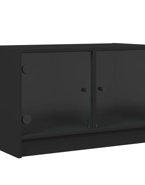 Încărcați imaginea în vizualizatorul Galerie, Comodă TV cu uși din sticlă, negru, 68x37x42 cm - Lando
