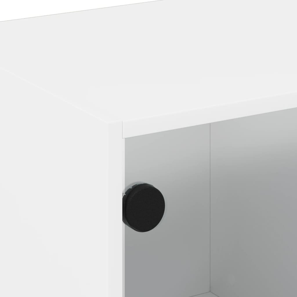 Măsuță de cafea cu uși din sticlă, alb, 68x50x42 cm - Lando