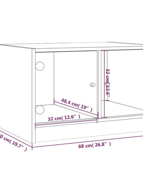 Загрузите изображение в средство просмотра галереи, Măsuță de cafea cu uși din sticlă, stejar fumuriu, 68x50x42 cm - Lando

