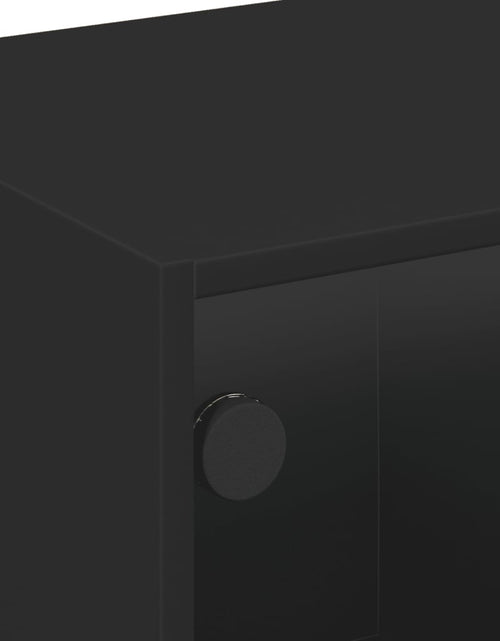 Încărcați imaginea în vizualizatorul Galerie, Comodă TV cu uși din sticlă, negru, 102x37x42 cm - Lando
