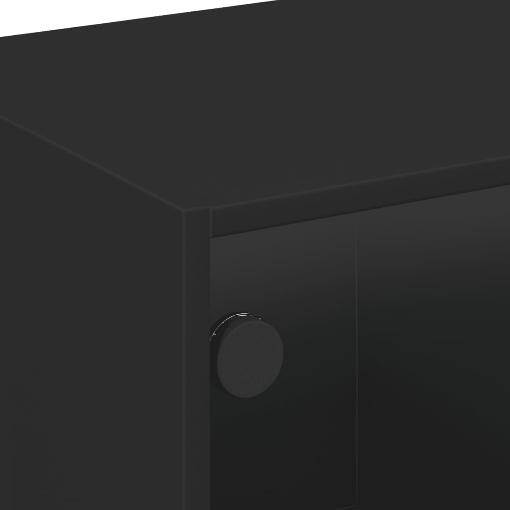 Comodă TV cu uși din sticlă, negru, 102x37x42 cm - Lando