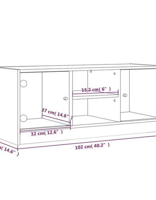Încărcați imaginea în vizualizatorul Galerie, Comodă TV cu uși din sticlă, gri sonoma, 102x37x42 cm - Lando
