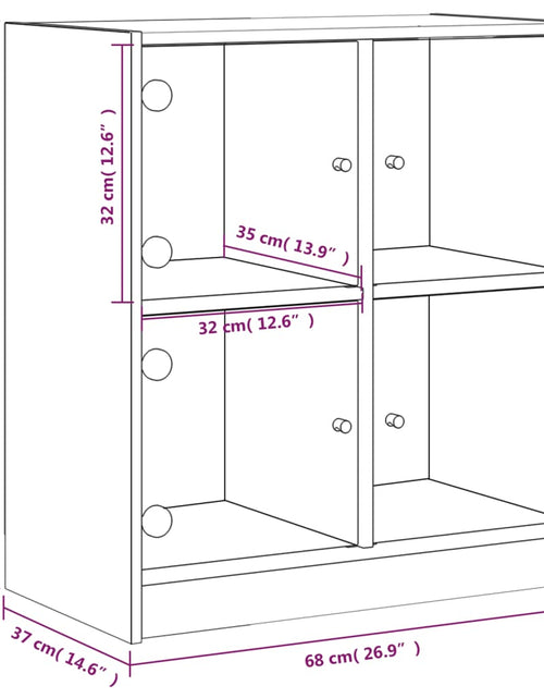 Загрузите изображение в средство просмотра галереи, Dulap lateral cu uși din sticlă, negru, 68x37x75,5 cm - Lando
