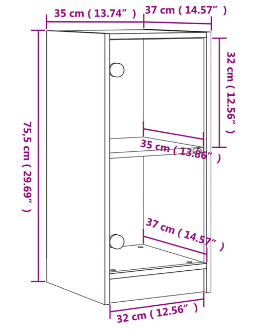 Загрузите изображение в средство просмотра галереи, Dulap lateral cu uși din sticlă, alb, 35x37x75,5 cm - Lando
