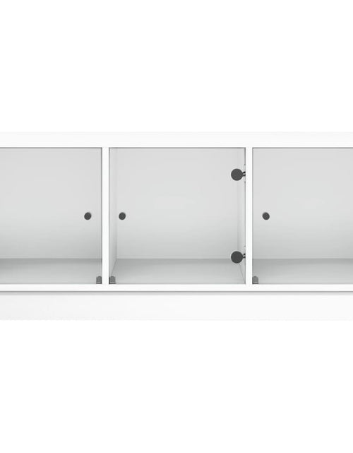 Încărcați imaginea în vizualizatorul Galerie, Măsuță de cafea cu uși din sticlă, alb, 102x50x42 cm - Lando
