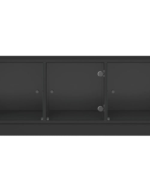 Загрузите изображение в средство просмотра галереи, Măsuță de cafea cu uși din sticlă, negru, 102x50x42 cm - Lando
