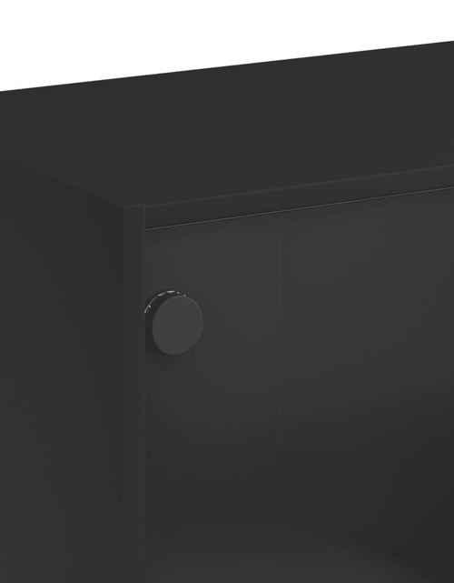 Загрузите изображение в средство просмотра галереи, Măsuță de cafea cu uși din sticlă, negru, 102x50x42 cm - Lando
