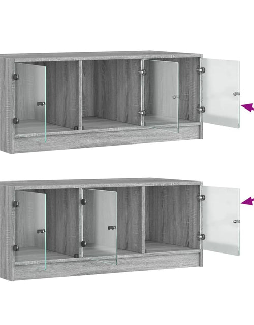 Загрузите изображение в средство просмотра галереи, Măsuță de cafea cu uși din sticlă, gri sonoma, 102x50x42 cm - Lando
