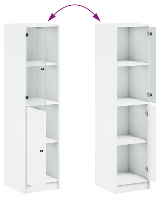 Încărcați imaginea în vizualizatorul Galerie, Dulap înalt cu ușă din sticlă, alb, 35x37x142 cm - Lando
