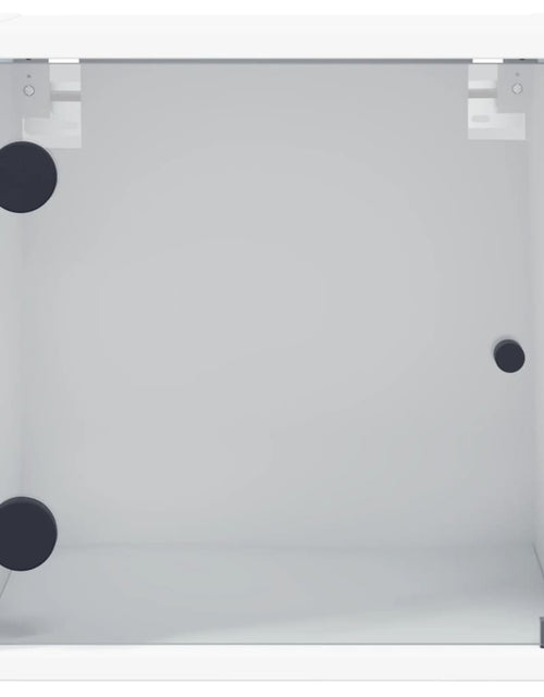 Încărcați imaginea în vizualizatorul Galerie, Noptieră cu ușă de sticlă, alb, 35x37x35 cm - Lando

