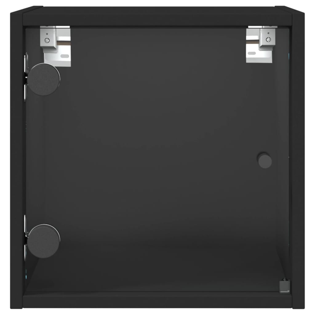 Noptieră cu ușă de sticlă, negru, 35x37x35 cm - Lando