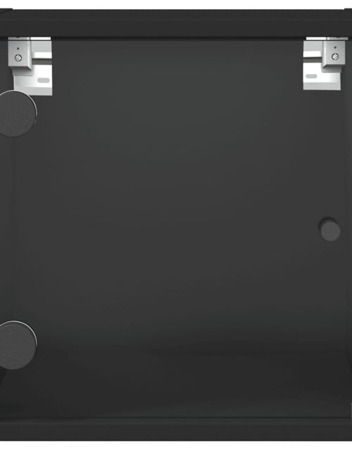 Încărcați imaginea în vizualizatorul Galerie, Noptiere cu uși din sticlă, 2 buc., negru, 35x37x35 cm - Lando

