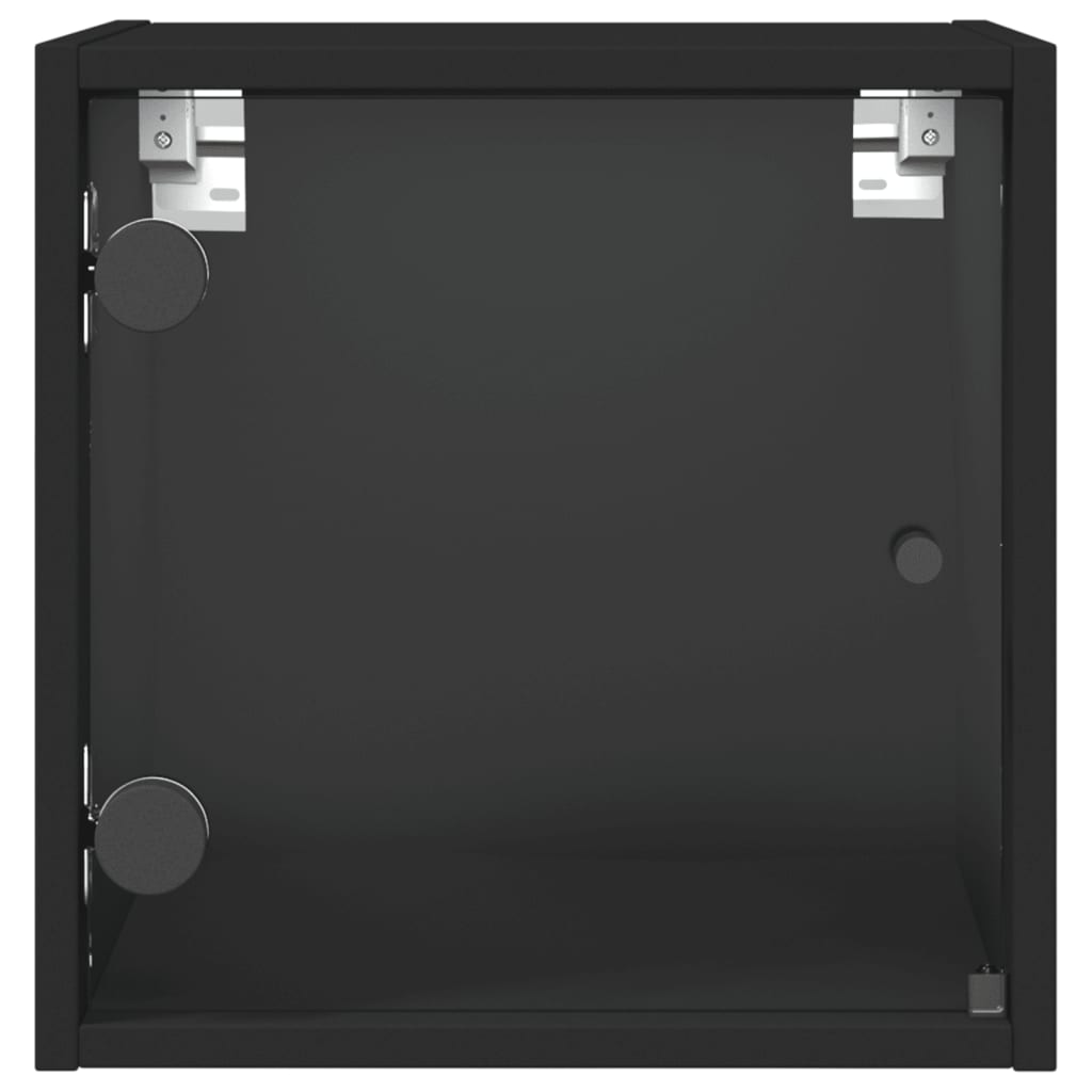 Noptiere cu uși din sticlă, 2 buc., negru, 35x37x35 cm - Lando
