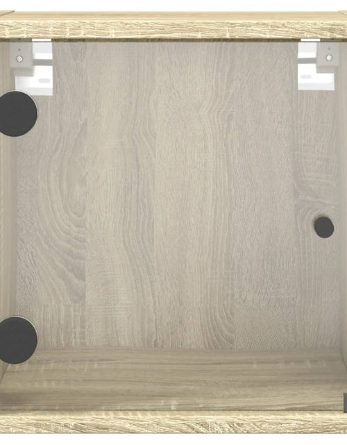 Încărcați imaginea în vizualizatorul Galerie, Noptieră cu ușă din sticlă, stejar sonoma, 35x37x35 cm - Lando
