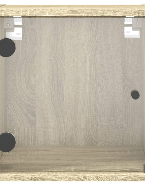 Загрузите изображение в средство просмотра галереи, Noptiere cu uși din sticlă, 2 buc., stejar sonoma, 35x37x35 cm - Lando
