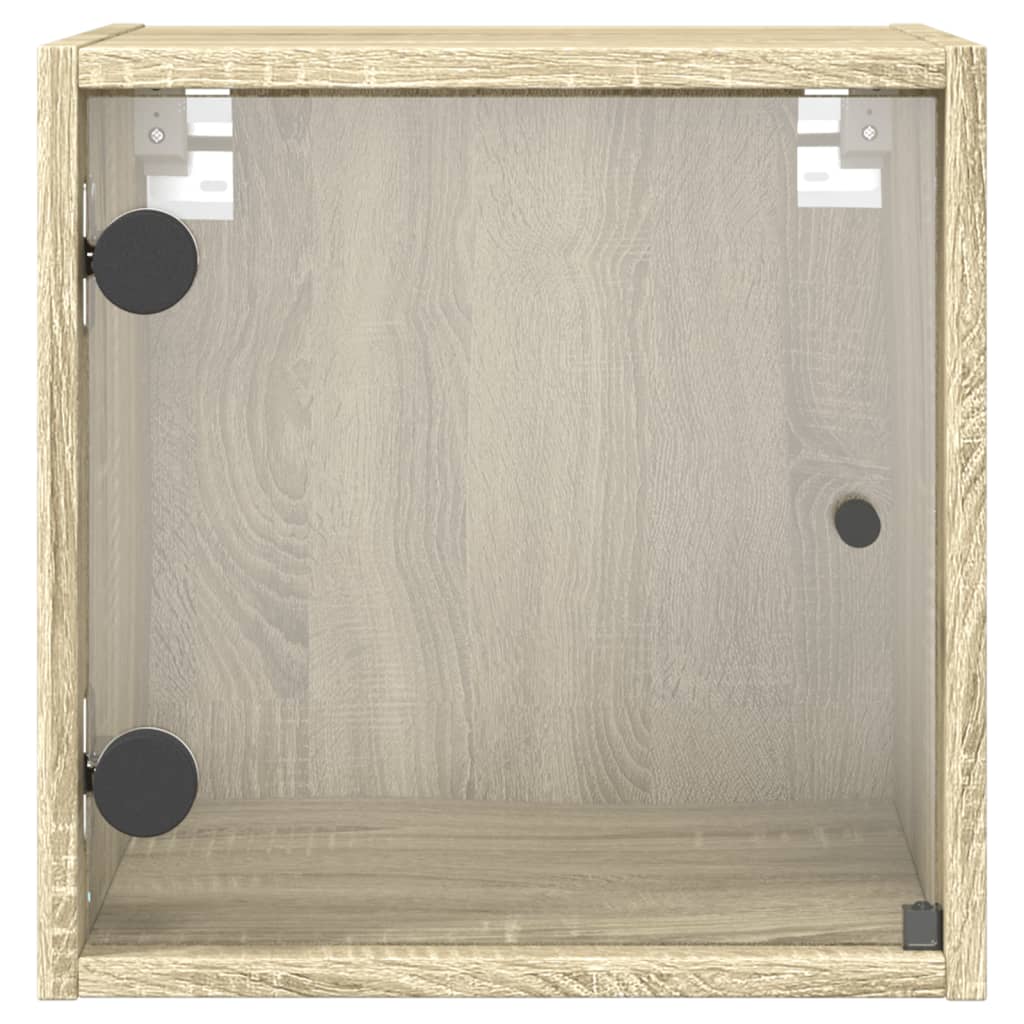 Noptiere cu uși din sticlă, 2 buc., stejar sonoma, 35x37x35 cm - Lando