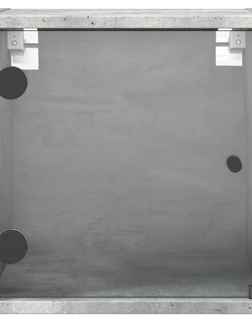 Încărcați imaginea în vizualizatorul Galerie, Noptieră cu ușă din sticlă, gri beton, 35x37x35 cm - Lando
