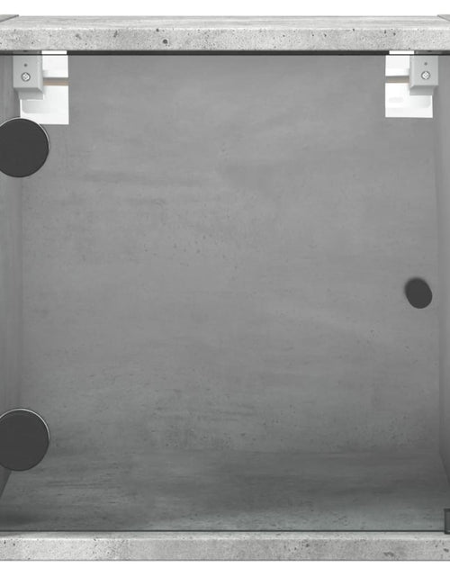 Încărcați imaginea în vizualizatorul Galerie, Noptiere cu uși din sticlă, 2 buc., gri beton, 35x37x35 cm - Lando
