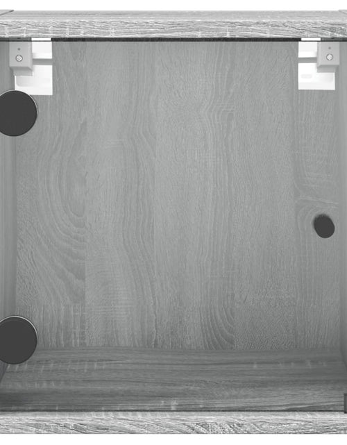 Încărcați imaginea în vizualizatorul Galerie, Noptieră cu ușă din sticlă, gri sonoma, 35x37x35 cm - Lando
