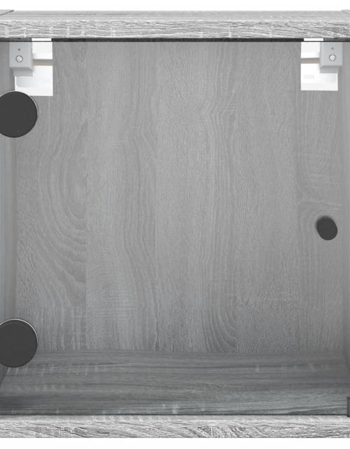 Загрузите изображение в средство просмотра галереи, Noptiere cu uși din sticlă, 2 buc., gri sonoma, 35x37x35 cm - Lando
