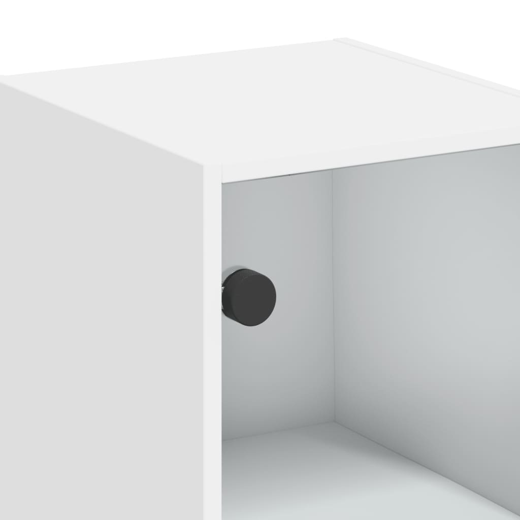 Dulap de perete cu uși din sticlă, alb, 35x37x68,5 cm - Lando