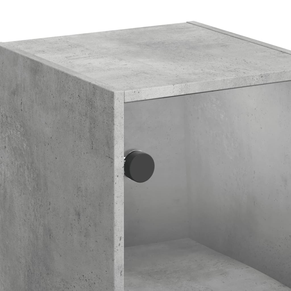 Dulap de perete cu uși din sticlă, gri beton, 35x37x68,5 cm - Lando