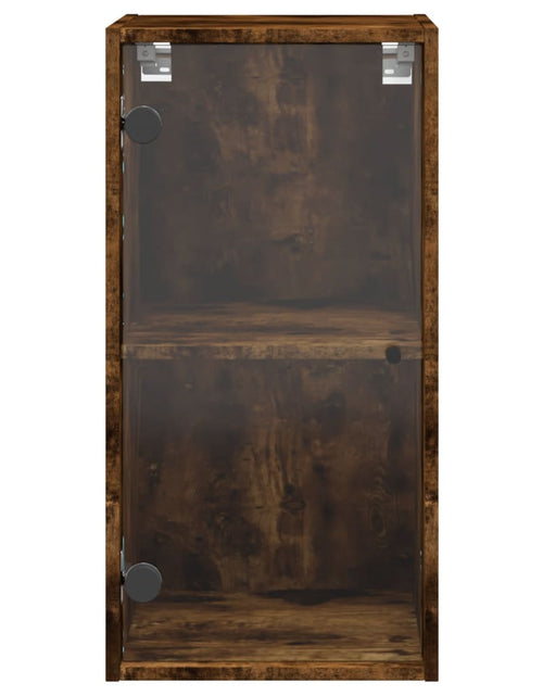 Загрузите изображение в средство просмотра галереи, Dulap de perete cu uși din sticlă, stejar fumuriu,35x37x68,5 cm - Lando
