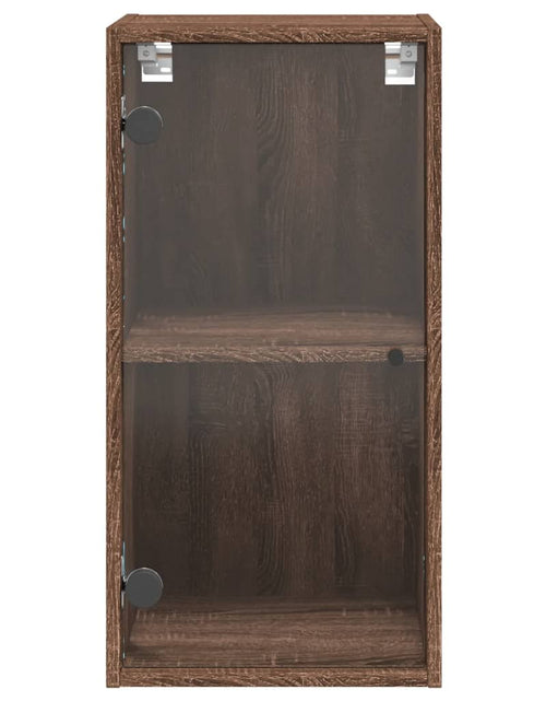 Загрузите изображение в средство просмотра галереи, Dulap de perete cu uși din sticlă, stejar maro, 35x37x68,5 cm - Lando
